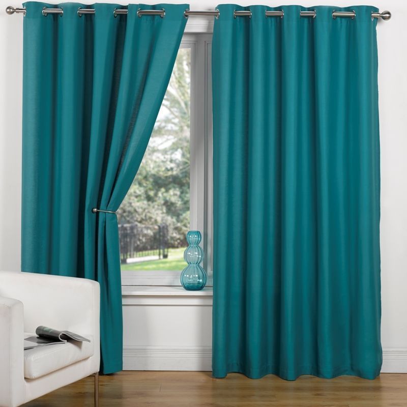 Canvas Eyelet Curtains (90" Width x 90" Drop) - Teal